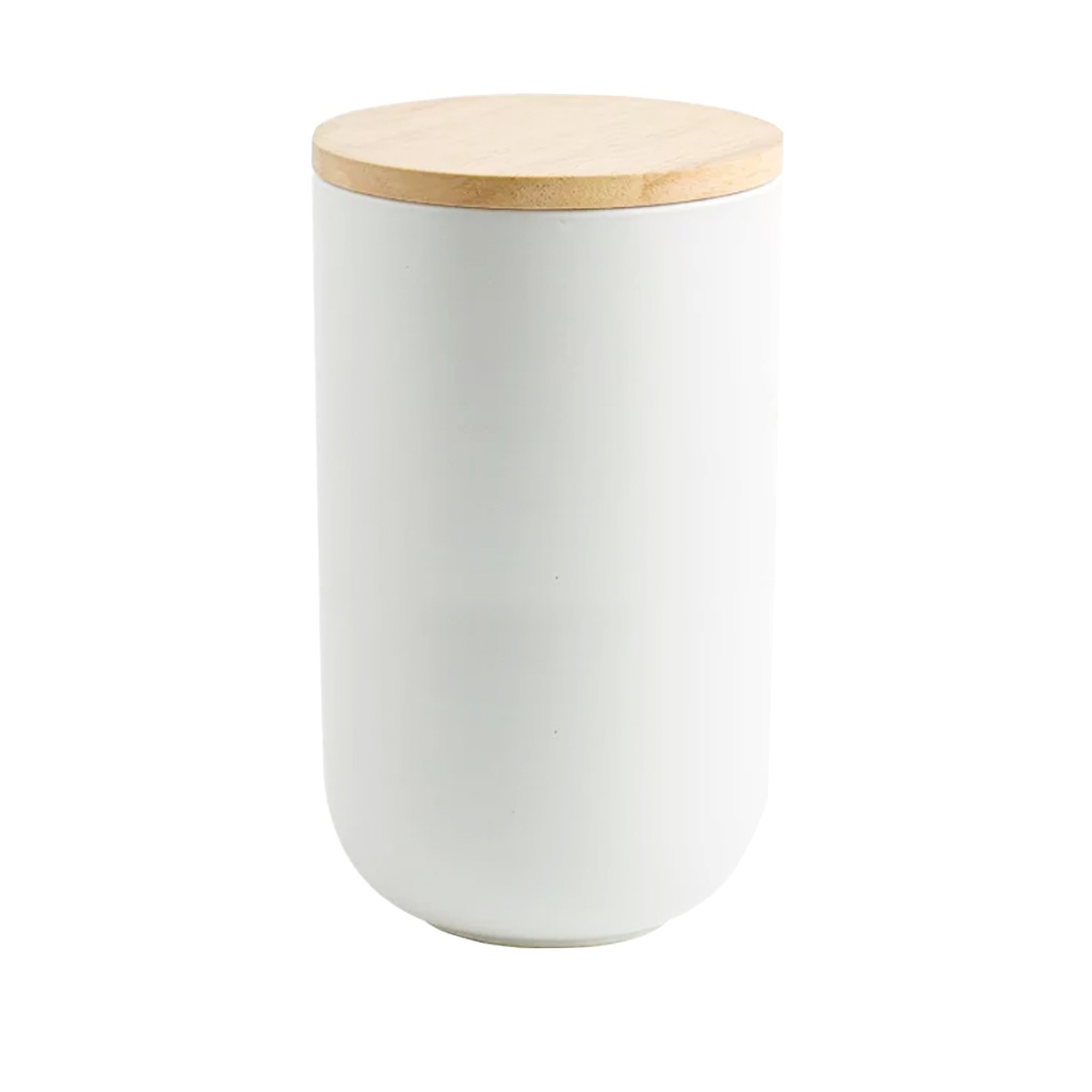 Contenedor Cerámica Hermético Tapa Madera L Blanco Simplit (estudio)