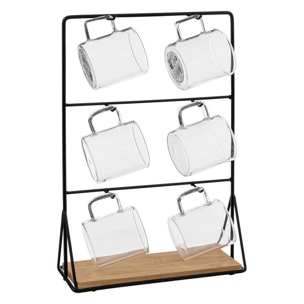 Soporte Y 6 Tazas De Cafe De Vidrio 100 Cc (estudio)