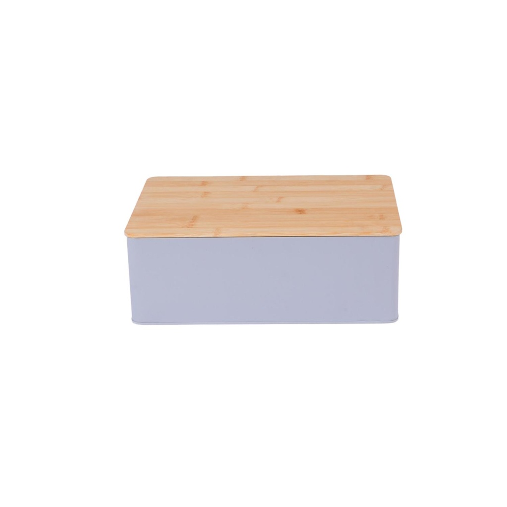 Panera Metal Gris Claro Con Tapa De Madera 30x22 cm DAY (estudio)