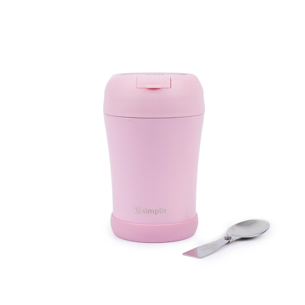 Termo Comida 400ml Rosado Cuchara Acero Inox Simplit (estudio)