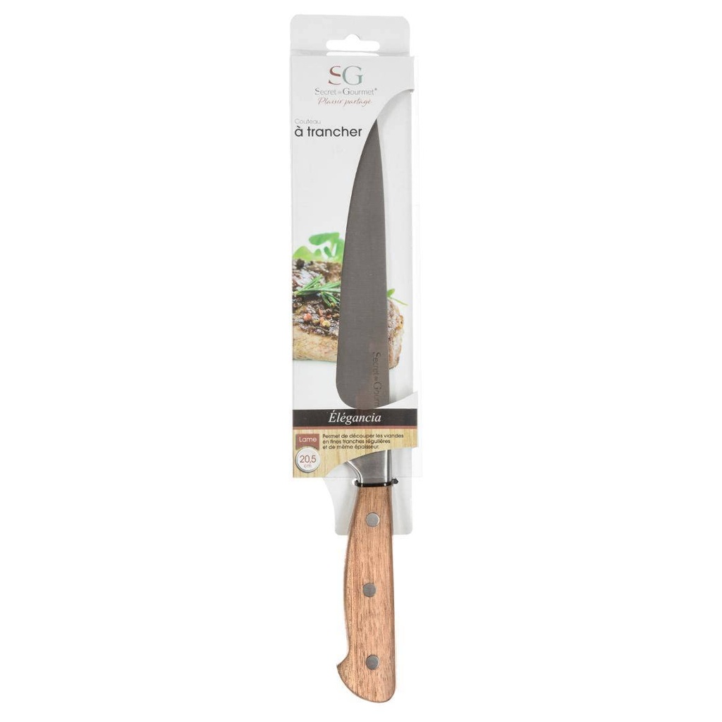 Cuchillo Trinchador Acero Inox Mango Acacia 33 cm 5Five