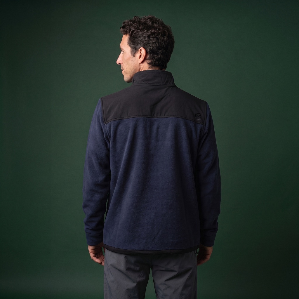 Polar Hombre Half Zip Térmico con Bolsillos Shar Lhotse azul estudio espalda