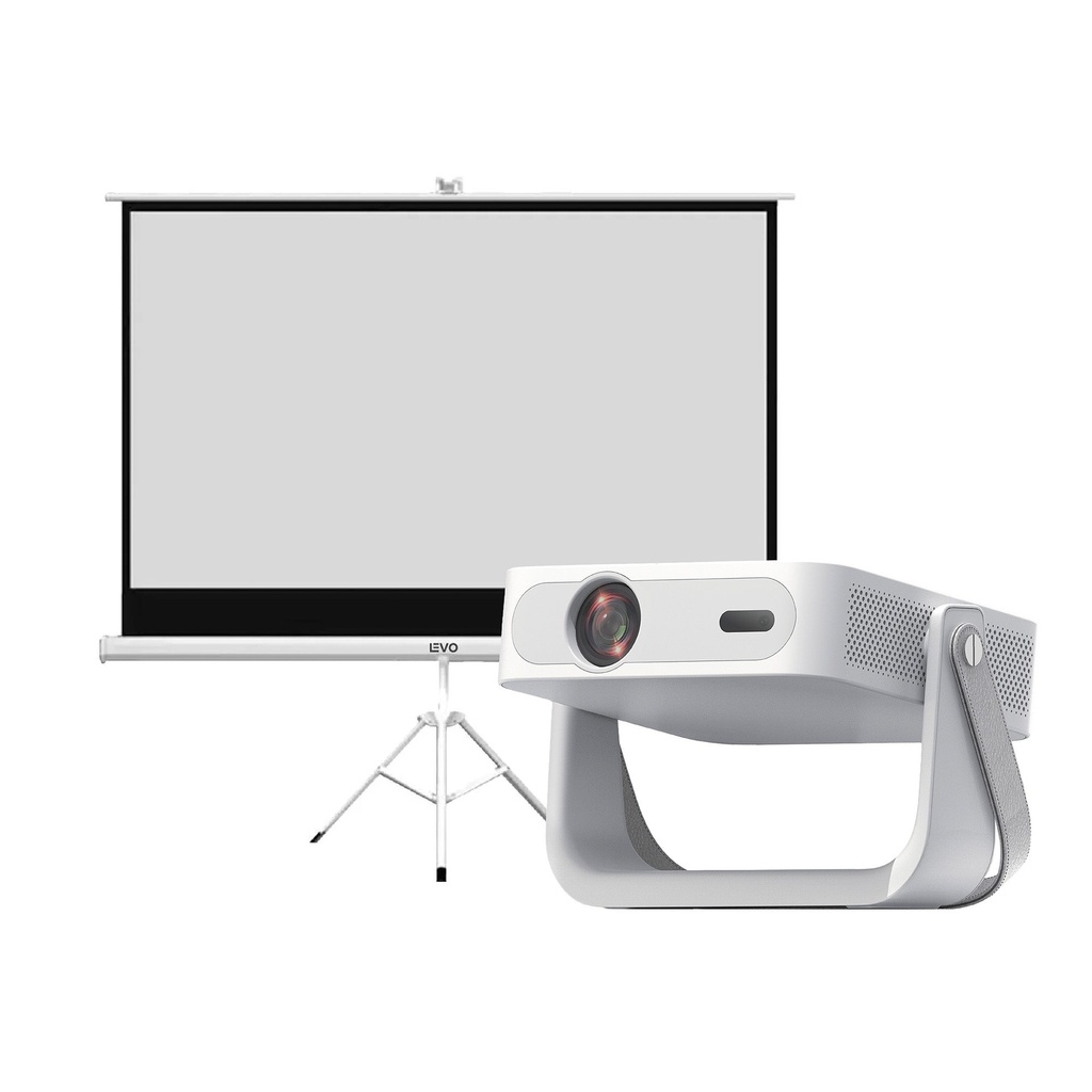 Pack Proyector Portátil Novus + Telón 100" Blanco LEVO 1
