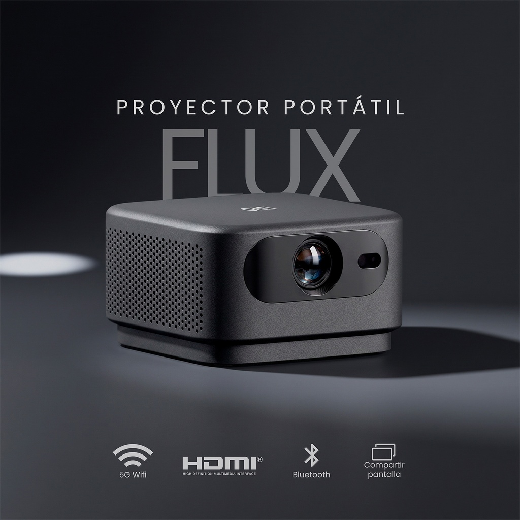Pack Proyector Portátil Flux + Telón 100" Blanco LEVO 2