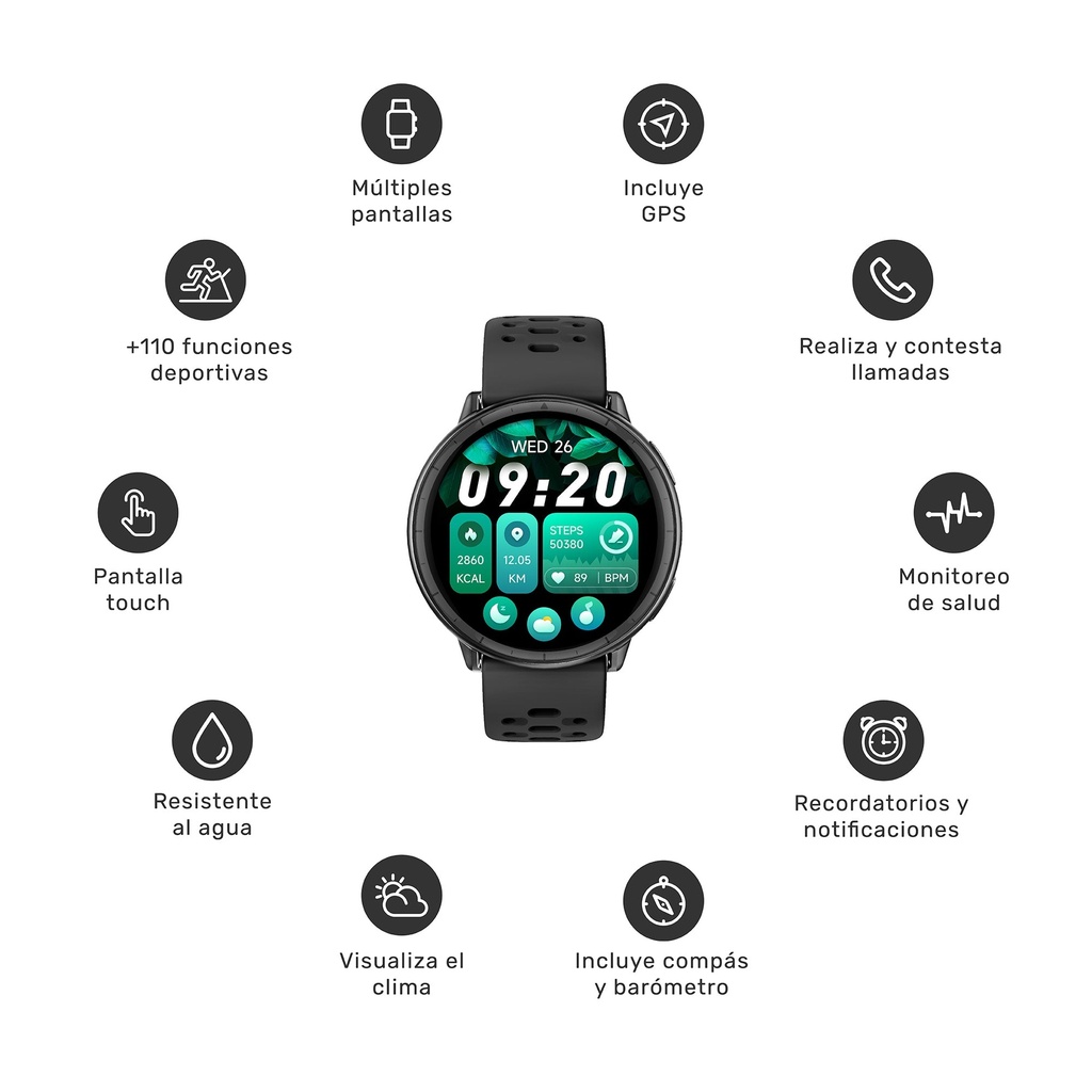 Reloj Smartwatch GPS Shar T1 43,5mm Lhotse lhotse-smartwatch-gt1-GW-BK-08
