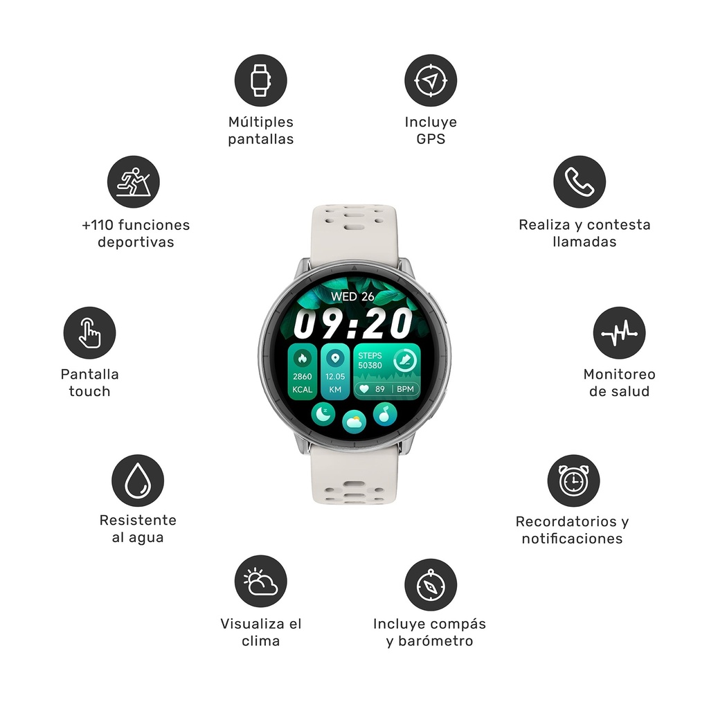 Reloj Smartwatch GPS Shar T1 43,5mm Lhotse lhotse-smartwatch-gt1-GW-WH-08