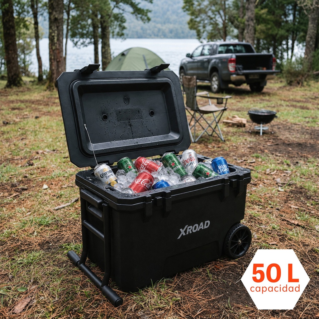 Cooler Portátil 50L con Ruedas Negro Xroad 3