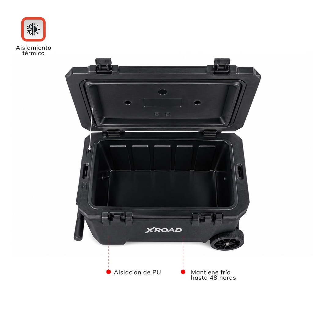 Cooler Portátil 50L con Ruedas Negro Xroad 7