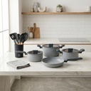 Batería de Cocina Pompei + Set 12 Utensilios Negro Simplit