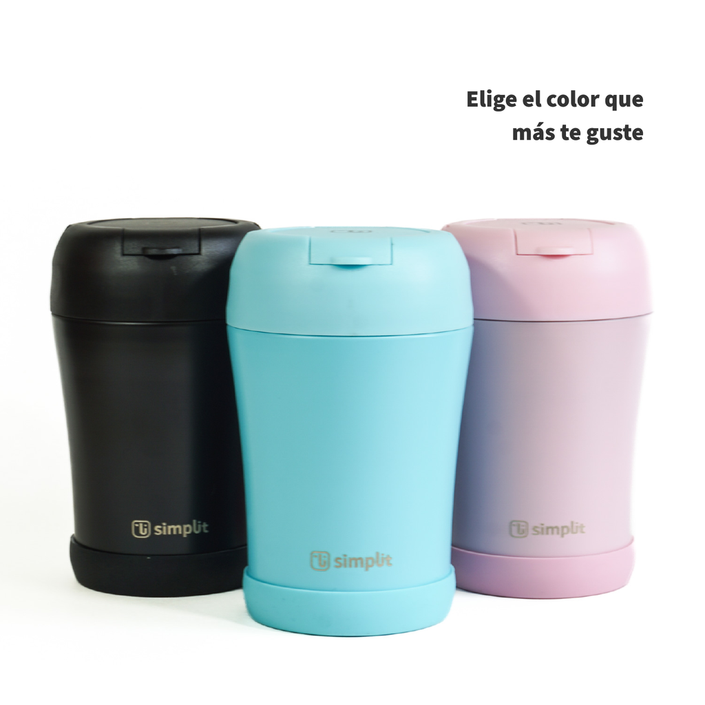 Termos 400 ml en negro, azul y rosado