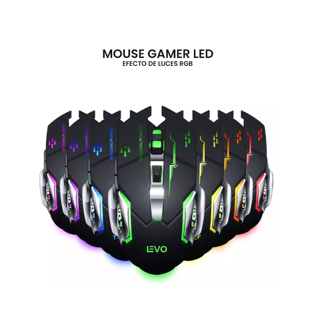 Varios mouse LEVO con distintos colores de luz