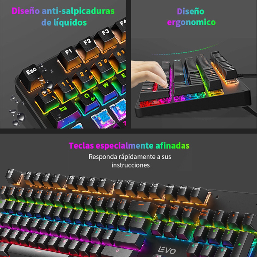 Mano sobre el teclado Storm iluminado