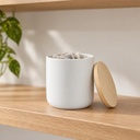 Contenedor Cerámica Hermético Tapa Madera S Blanco Simplit