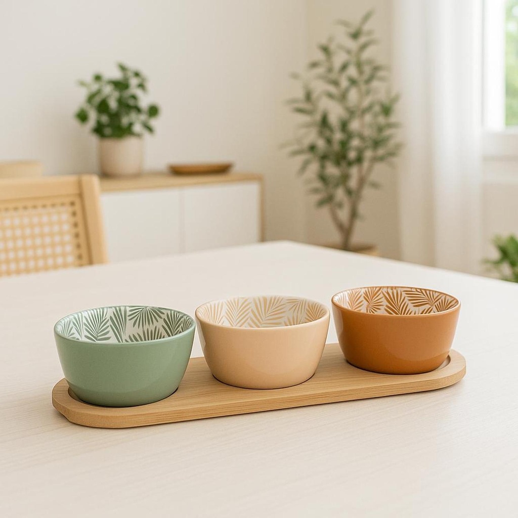 Set Tabla + 3 Posillos Aperitivo Colores Secret de Gourmet