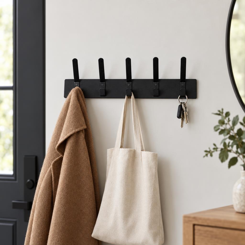 Perchero de Pared 5 Ganchos Negro DAY