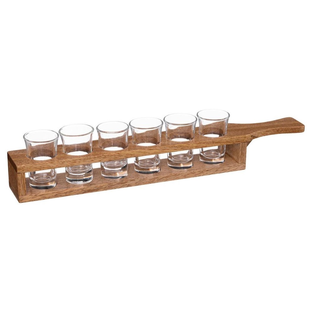 Soporte Madera Con 6 Vasos De Chupito Secret de Gourmet