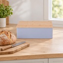 Panera Metal Gris Claro Con Tapa De Madera 30x22 cm DAY