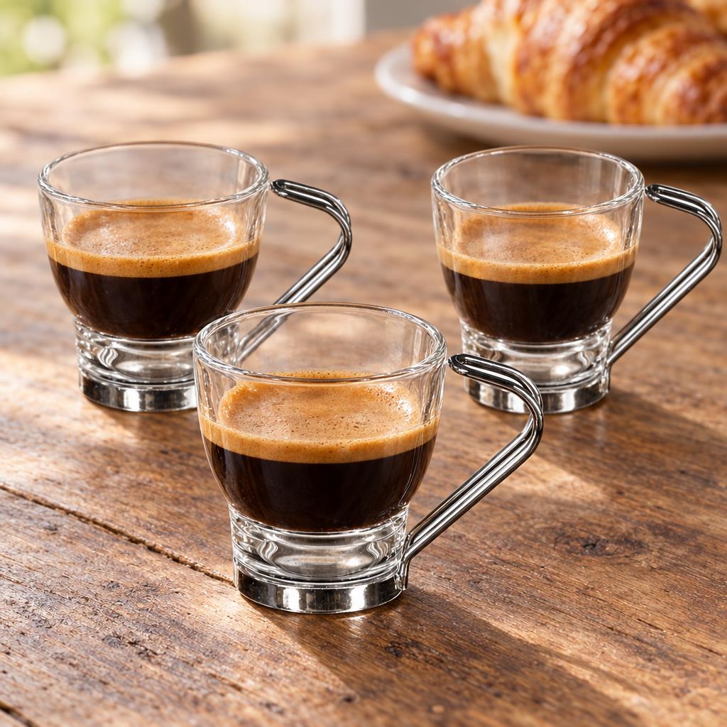 Set 3 Tazas Café Vidrio Y Metal 110 Cc Secret de Gourmet