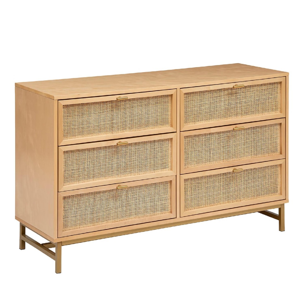 Comoda Doble Ratán 6 Cajones 120x40x74,5 cm Atmosphera