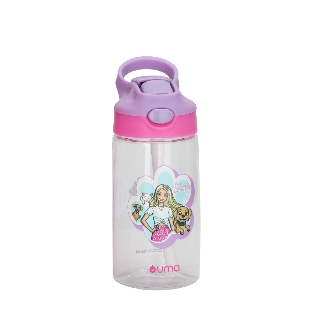 Botella Agua Niños Barbie & Pets 420ml con Bombilla UMA