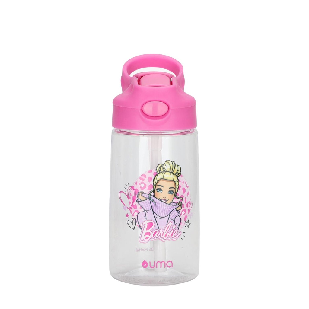 Botella Agua Niños Barbie Love 420ml con Bombilla UMA