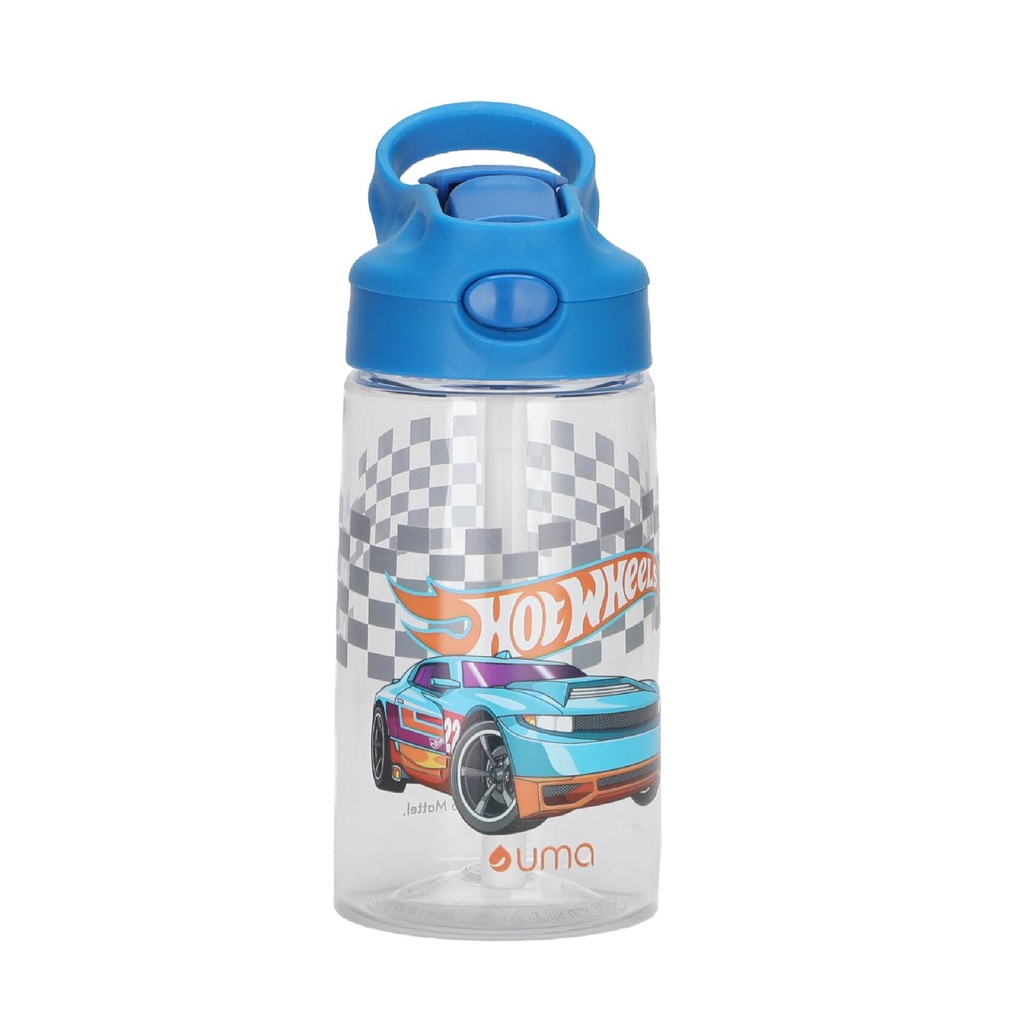 Botella Agua Niños Hot Wheels Race 420ml con Bombilla UMA