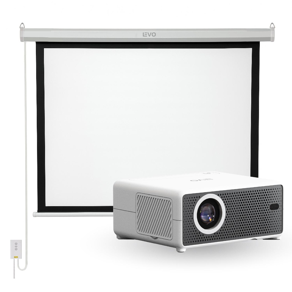 Proyector Portátil Hexa 8000lm + Telón Eléctrico 100" LEVO