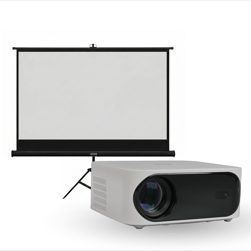 Proyector Portatil Orion 12000lm + Telón 80" Negro LEVO
