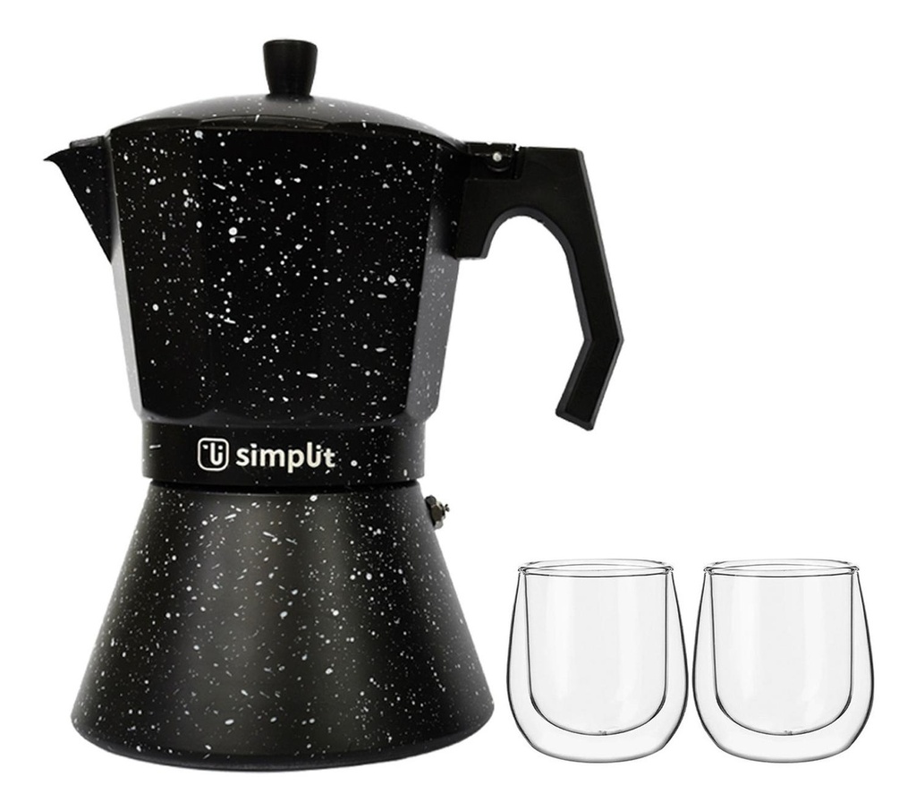 Pack Cafetera Italiana 12 Tazas + Set 2 Tazas Expreso 80 ml