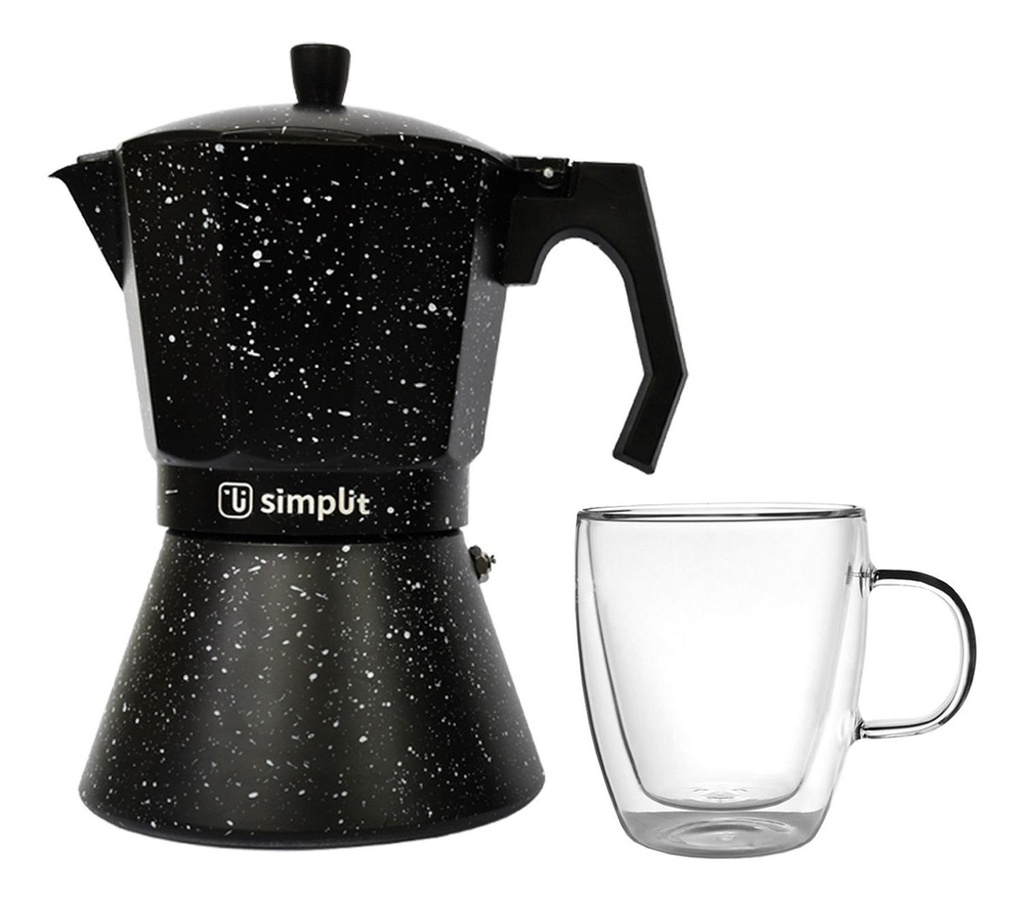 Pack Cafetera Italiana 12 Tazas + Taza Doble Pared 350 ml
