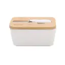 Mantequillero de Cerámica Tapa Bamboo+Cuchillo 600ml Simplit
