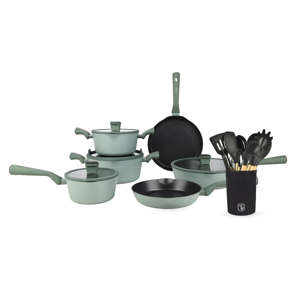 Bateria de Cocina Lucca + Set 12 Utensilios Negro Simplit