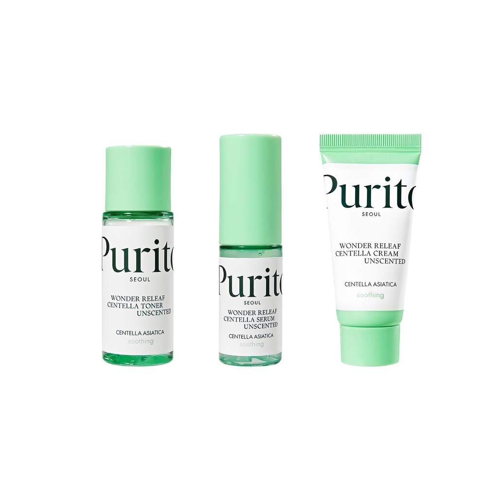 Mini Kit Viaje Centella 60ml Purito Wonder Releaf Sin Perfume