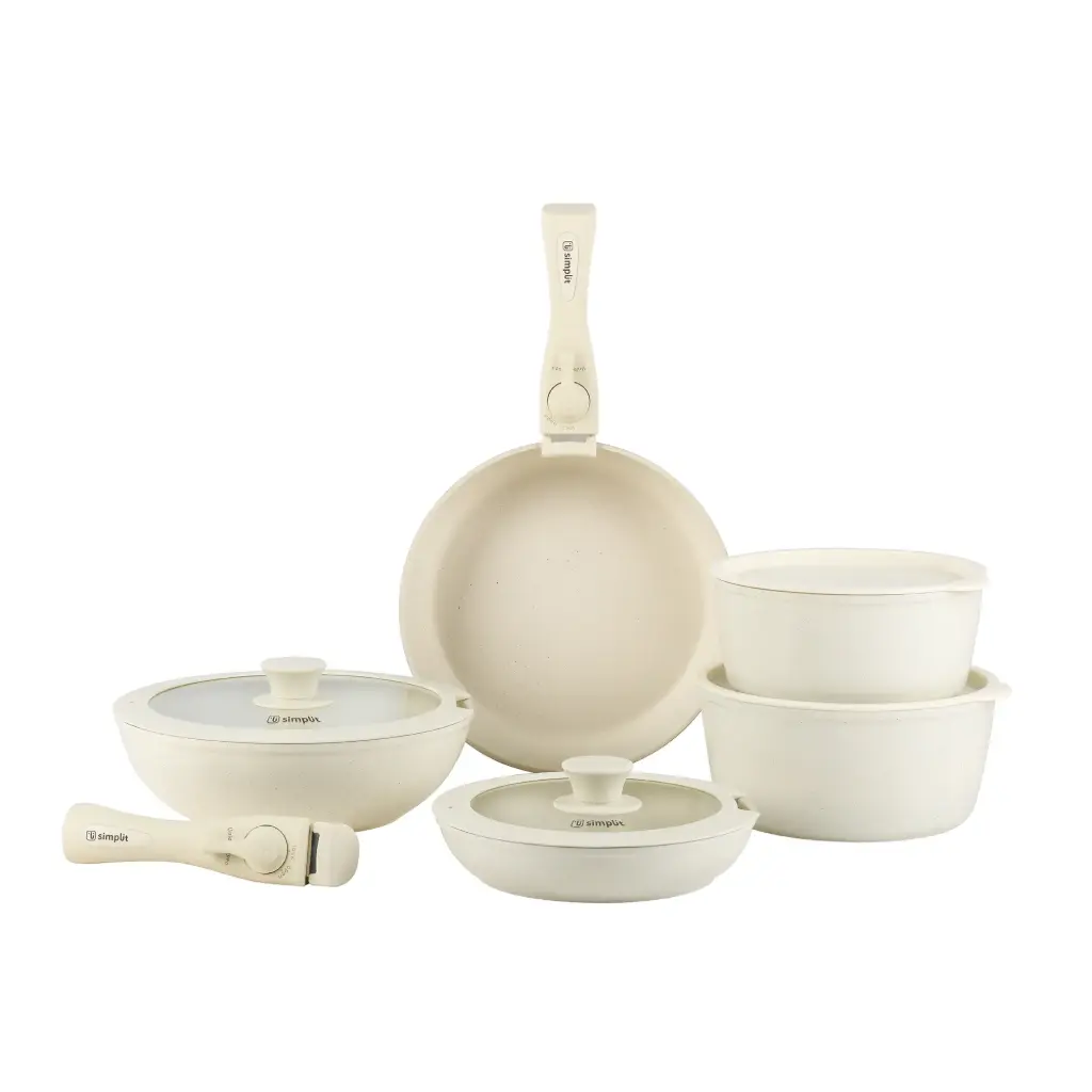 Batería de Cocina Antiadherente Oxford Beige 15 pcs Simplit