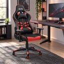 Silla Gamer Escritorio Ergonómica Negra Roja Levo