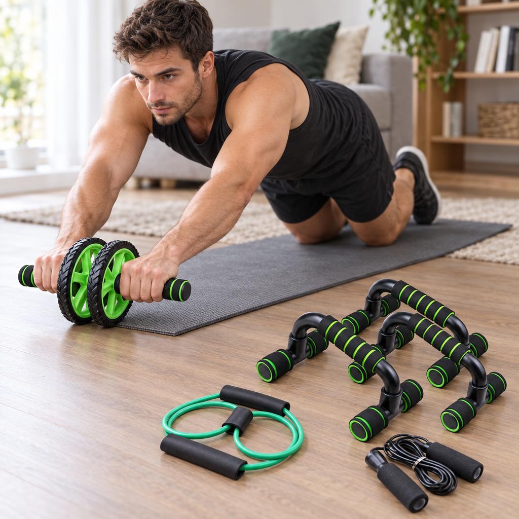 Set Deportivo 7 en 1 Rueda Abdominal Cuerda Lhotse Fit