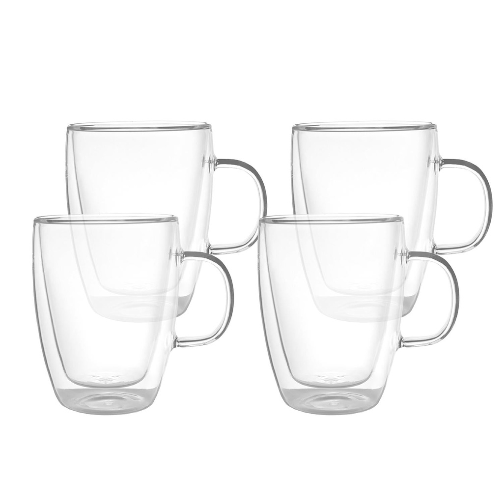 Set 4 Tazas de Vidrio Doble Pared 350 ml Simplit