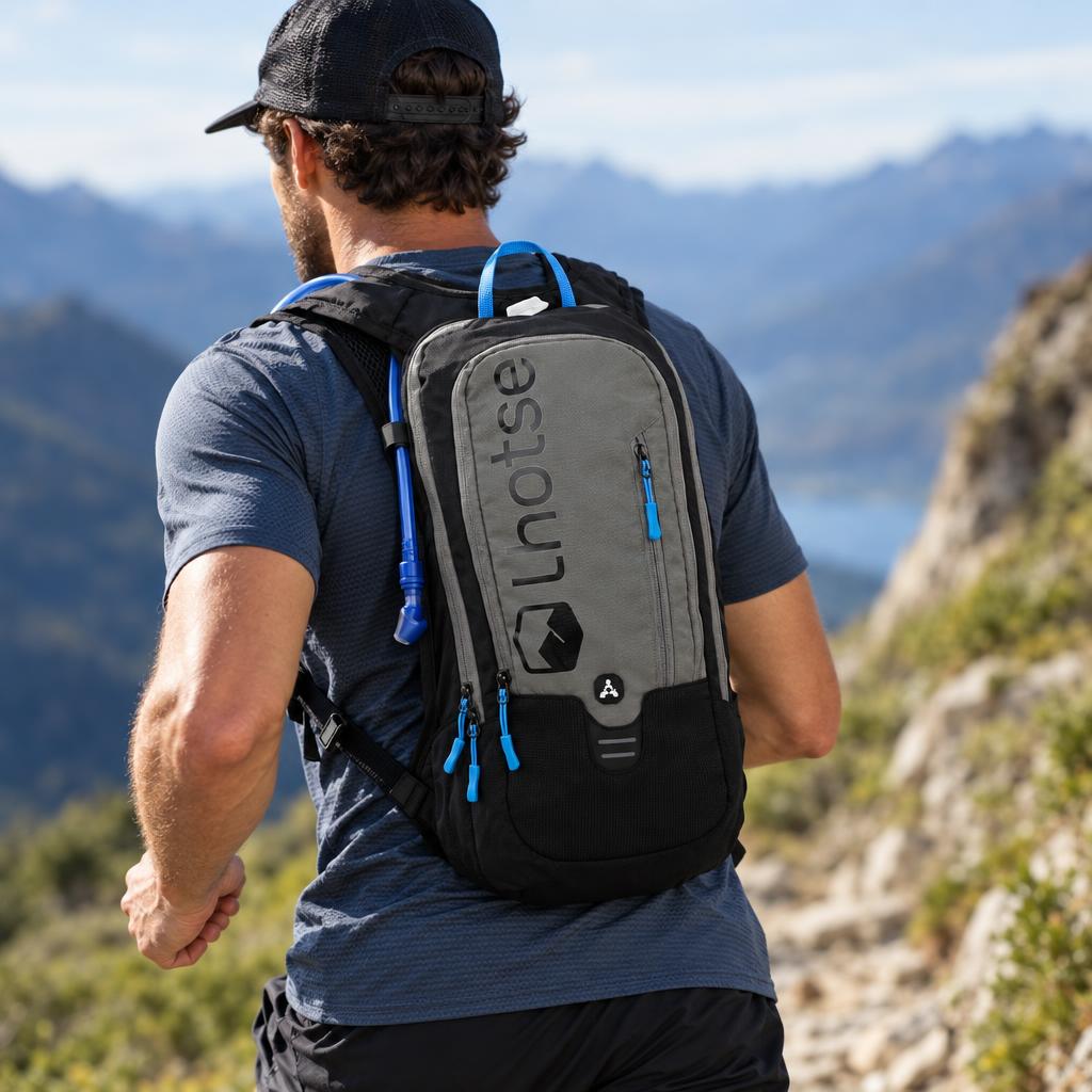 Mochila Outdoor HYDROROAD Gris + Bolsa de Agua Lhotse