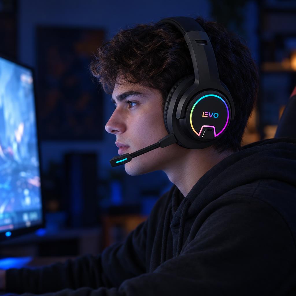 Audifono Gamer Bluetooth RGB Thunder Micrófono Levo