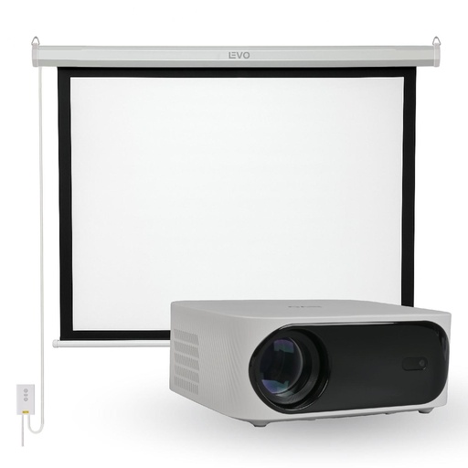 Proyector Portatil Orion 12000lm + Telón 100" Eléctrico LEVO