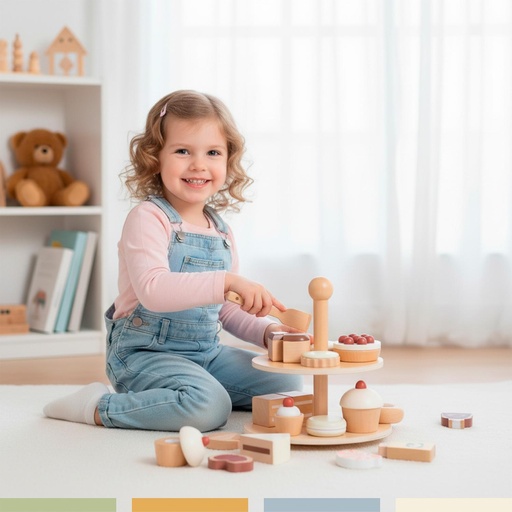 Set Juego Pastelería Corta Postre Infantil Niño Madera Bandú