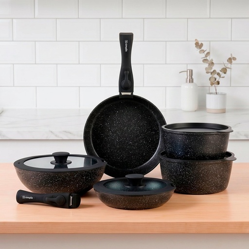 Batería de Cocina Antiadherente Oxford Granito 15pcs Simplit