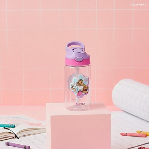 Botella Agua Niños Barbie & Pets 420ml con Bombilla UMA