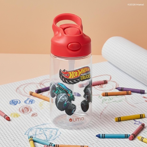 Botella Agua Niños Hot Wheels Monster Truck 420ml con Bombilla UMA