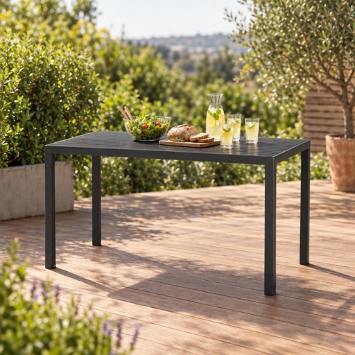 Mesa Terraza Aluminio y Cubierta de Polywood 150x90x70 cm