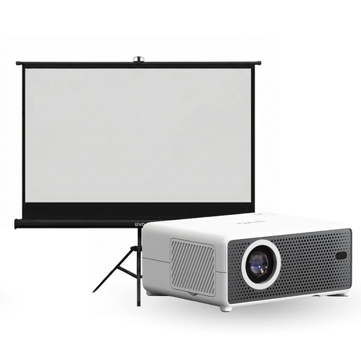 Proyector Portátil Hexa 8000lm + Telón 100" Negro LEVO