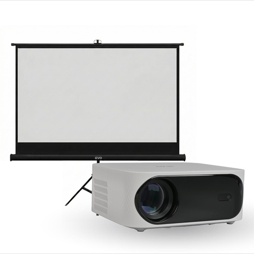 Proyector Portatil Orion 12000lm + Telón 100" Negro LEVO