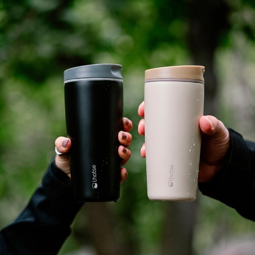Vaso Mug Térmico Agua Café 2X Termicup 590 ml Black + Beige Lhotse