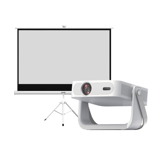 Pack Proyector Portátil Novus + Telón 100" Blanco LEVO