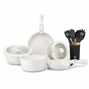 Batería de Cocina Oxford Beige + Set 12 Utensilios Negro